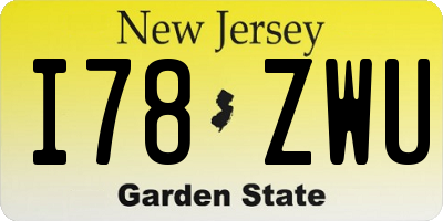 NJ license plate I78ZWU