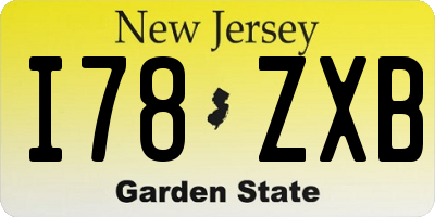 NJ license plate I78ZXB