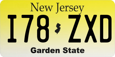 NJ license plate I78ZXD