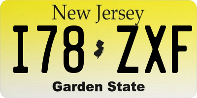 NJ license plate I78ZXF