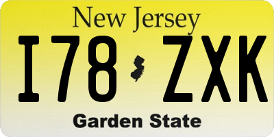 NJ license plate I78ZXK