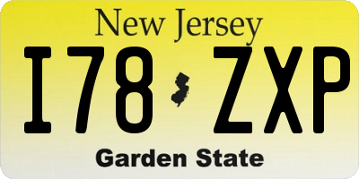 NJ license plate I78ZXP