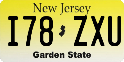 NJ license plate I78ZXU