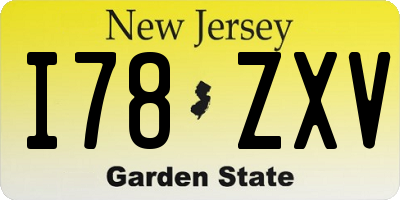 NJ license plate I78ZXV