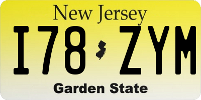 NJ license plate I78ZYM
