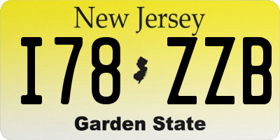 NJ license plate I78ZZB