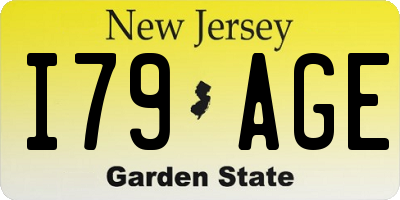 NJ license plate I79AGE