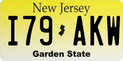 NJ license plate I79AKW