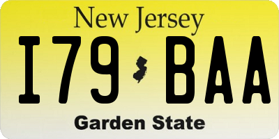 NJ license plate I79BAA