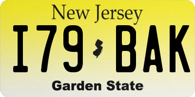 NJ license plate I79BAK