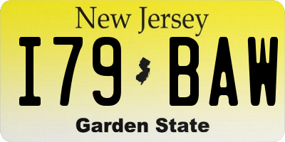 NJ license plate I79BAW