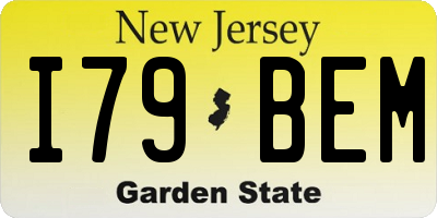 NJ license plate I79BEM