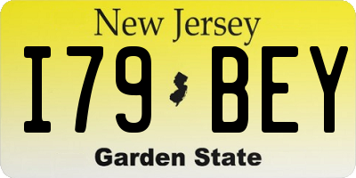 NJ license plate I79BEY
