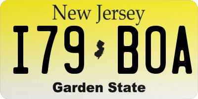 NJ license plate I79BOA