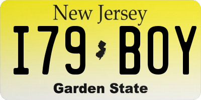 NJ license plate I79BOY