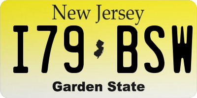 NJ license plate I79BSW