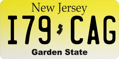 NJ license plate I79CAG