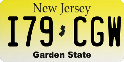 NJ license plate I79CGW