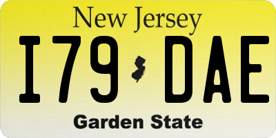 NJ license plate I79DAE