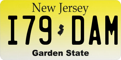 NJ license plate I79DAM