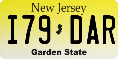 NJ license plate I79DAR