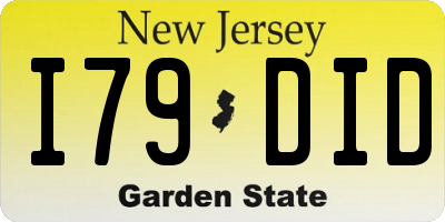 NJ license plate I79DID