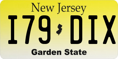 NJ license plate I79DIX
