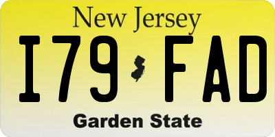 NJ license plate I79FAD