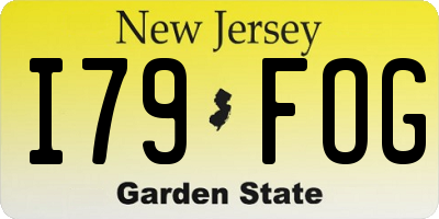 NJ license plate I79FOG