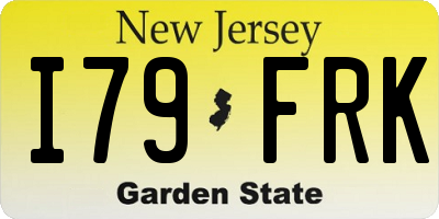 NJ license plate I79FRK