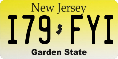 NJ license plate I79FYI