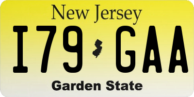 NJ license plate I79GAA