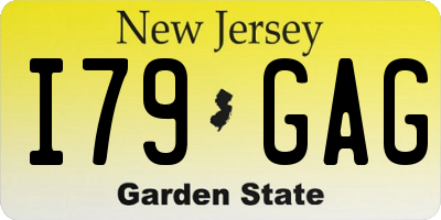 NJ license plate I79GAG