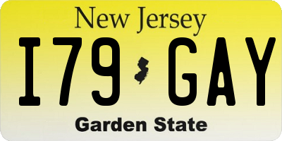 NJ license plate I79GAY