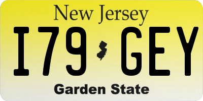 NJ license plate I79GEY