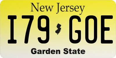 NJ license plate I79GOE