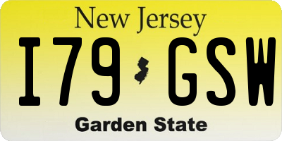 NJ license plate I79GSW