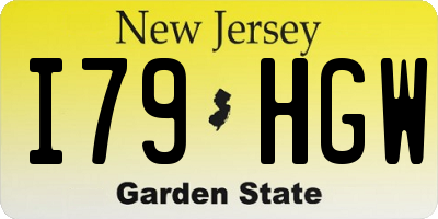 NJ license plate I79HGW