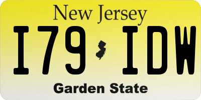 NJ license plate I79IDW