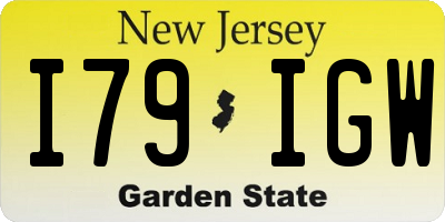 NJ license plate I79IGW