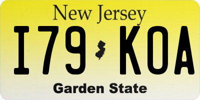 NJ license plate I79KOA