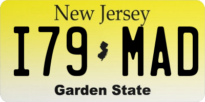 NJ license plate I79MAD