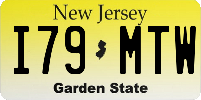 NJ license plate I79MTW