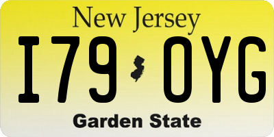 NJ license plate I79OYG