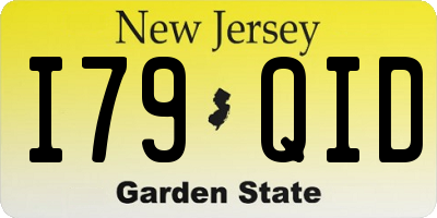 NJ license plate I79QID