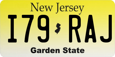 NJ license plate I79RAJ