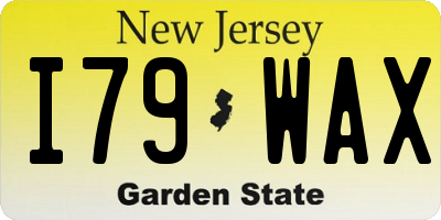 NJ license plate I79WAX