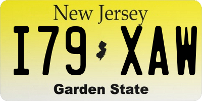 NJ license plate I79XAW
