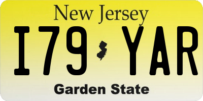 NJ license plate I79YAR