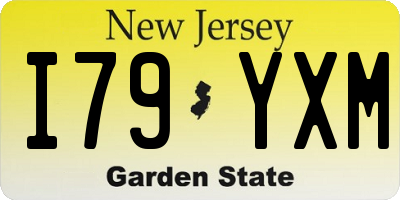 NJ license plate I79YXM